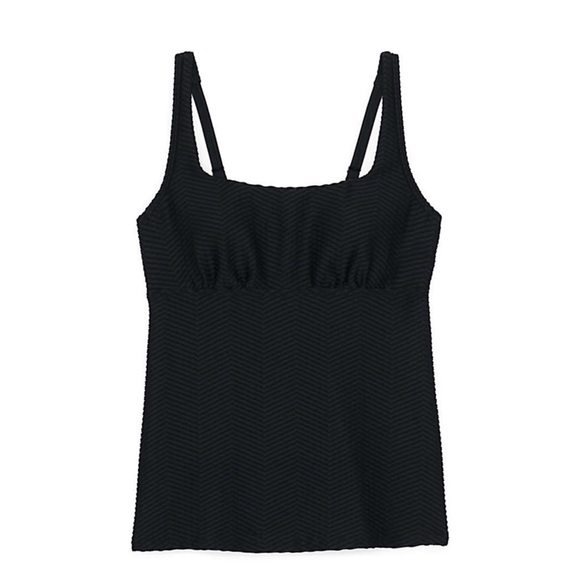 Lands end Textured Square neck underwire black Tankini Top - Picture 3 of 3